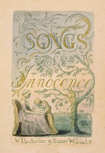 タイトルページ、「イノセンスの歌：イノセンス」のプレート2、1789年（WCによるレリーフエッチング） 作： William Blake